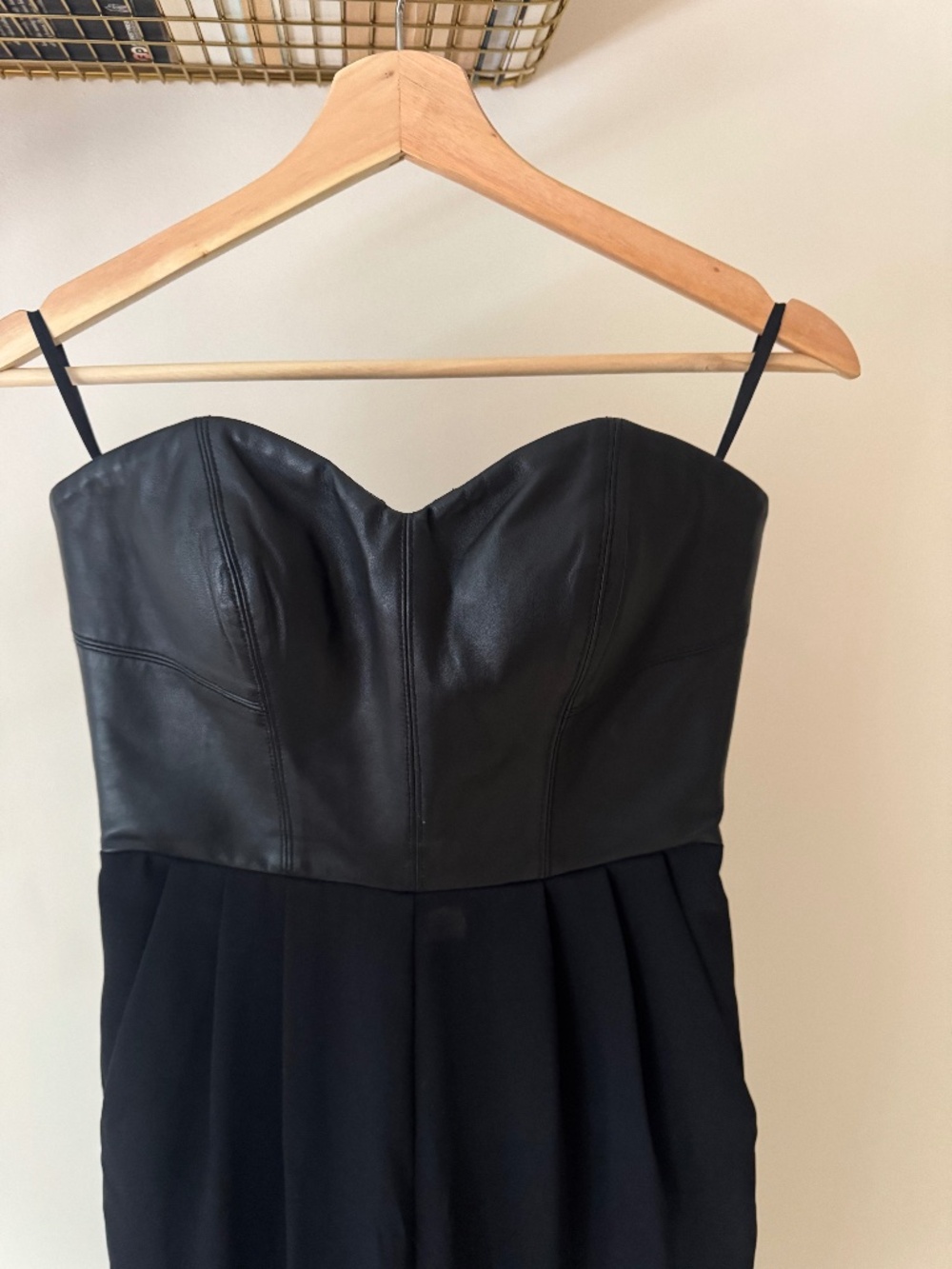 Black Faux Leather Bustier Jumpsuit